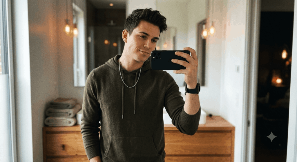 The Casual & Cozy Aesthetic Mirror Selfie
